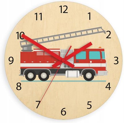 Zegar ścienny do pokoju dziecka Wóz Strażacki 30cm
