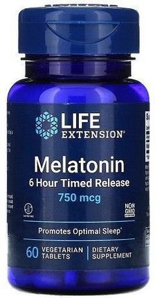 Life Extension Melatonina 750 mcg przedłużone uwalnianie 60tabl.