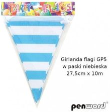 Zdjęcie Penword Girlanda Flagi Gp5 W Paski Niebieska 27,5cm 10M - Puszczykowo