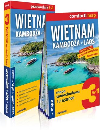 Wietnam, Kambodża, Laos 3w1. Przewodnik + atlas + mapa