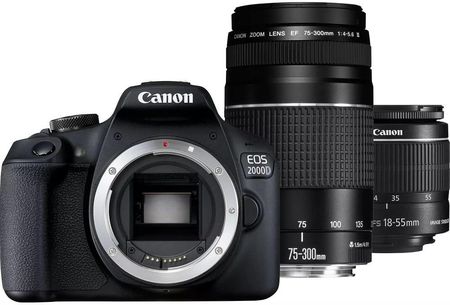 Canon EOS 2000D czarny + 18-55mm + 75-300mm