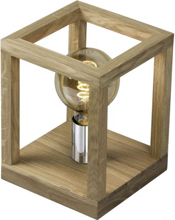 Spotlight Ekologiczna Lampka Biurkowa Kago Stojąca Lampa Stołowa Klatka Drewniana Kostka Cube Dąb Olejowany Chrom (7158174)