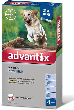 Bayer Krople do nakrapiania ADVANTIX dla psów o masie powyżej 25KG 4 pipety X 4.0 ML