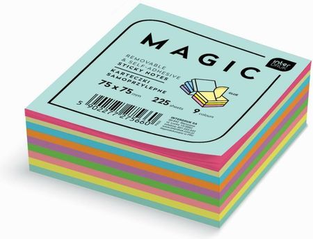 Karteczki samoprzylepne Magic Cube 75x75mm 9 kolorów 225 kartek