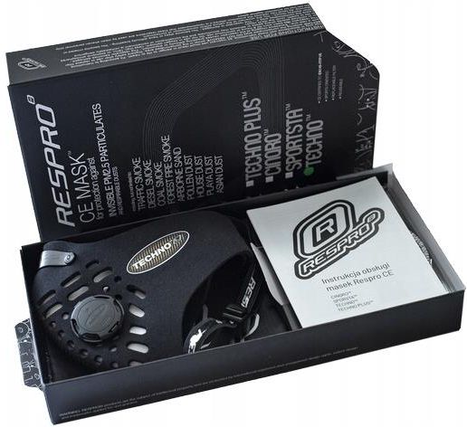 Maska antysmogowa Respro Ce Techno Mask - Black L - zdjęcie 5 Maska antysmogowa Respro Ce Techno Mask - Black L