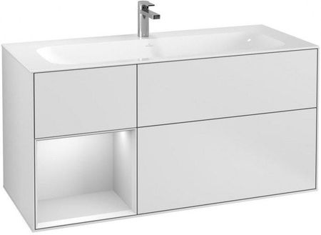 Villeroy&Boch Finion szafka pod umywalkę 120cm z otwartą półką i oświetleniem ściennym White Matt Lacquer biały G060MTMT
