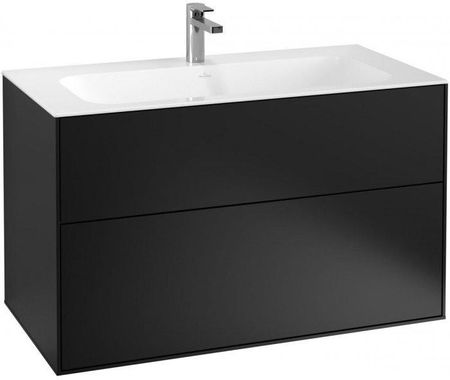 Villeroy&Boch Finion szafka pod umywalkę z oświetleniem ściennym 100cm Black Matt Lacquer czarny G02000PD