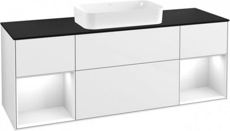 Villeroy&Boch Finion szafka pod umywalkę 160 cm z 2 otwartymi półkami Glossy White Lacquer biały F332GFGF