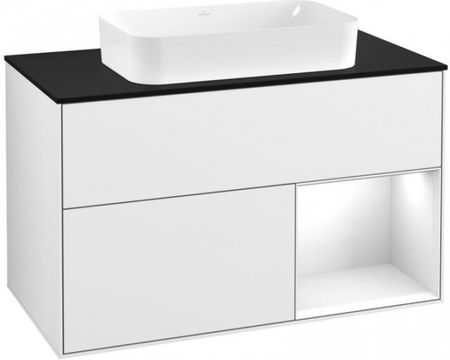 Villeroy&Boch Finion szafka pod umywalkę z otwartą półką 100 cm Glossy White Lacquer biały F251GFGF