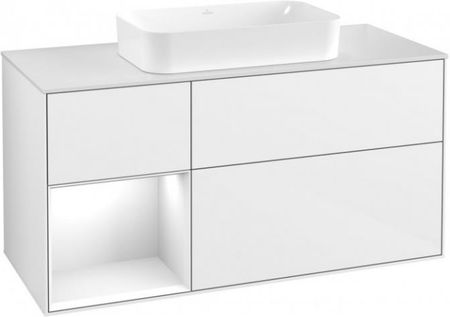 Villeroy&Boch Finion szafka pod umywalkę 120 cm z 4 szufladami i oświetleniem LED Glossy White Lacquer biały F701GFGF