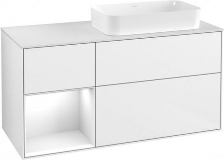 Villeroy&Boch Finion szafka pod umywalkę 120 cm z 4 szufladami umywalka z prawej strony Glossy White Lacquer biały F681GFGF