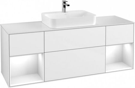Villeroy&Boch Finion szafka pod umywalkę 160 cm z 4 szufladami 2 otwartymi półkami Glossy White Lacquer biały F451GFGF
