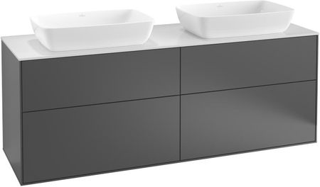 Villeroy&Boch Finion szafka pod dwie umywalki 160 cm z 4 szufladami i oświetleniem LED Anthracite Matt Lacquer grafit G84100GK
