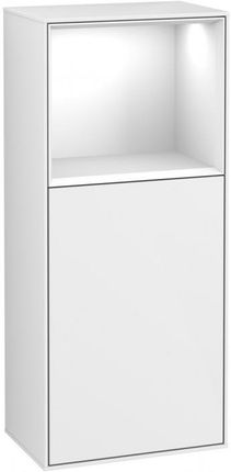 Villeroy&Boch Finion szafka boczna z otwartą półką i oświetleniem LED 94cm drzwi prawe Glossy White Lacquer biały G510GFGF