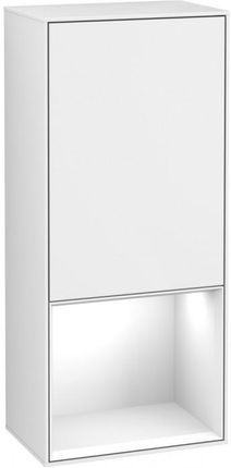 Villeroy&Boch Finion szafka boczna z otwartą półką i oświetleniem LED 94cm drzwi lewe Glossy White Lacquer biały G540GFGF