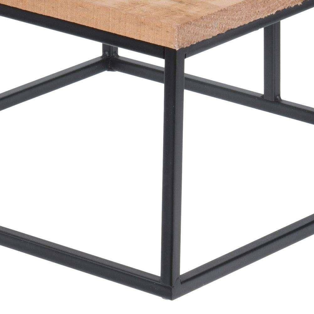 Home Styling Collection Kwietnik metalowy z miejscem na 4 doniczki 67cm czarny z drewnianym blatem - zdjęcie 1 Home Styling Collection Kwietnik metalowy z miejscem na 4 doniczki 67cm czarny z drewnianym blatem