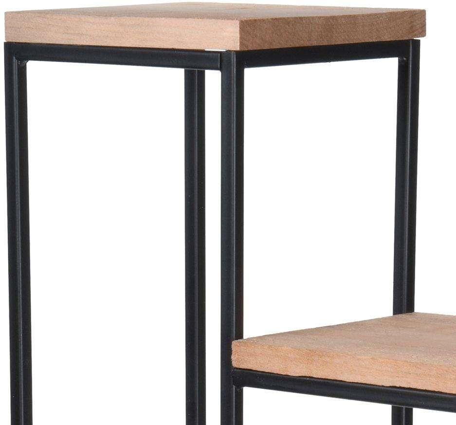 Home Styling Collection Kwietnik metalowy z miejscem na 4 doniczki 67cm czarny z drewnianym blatem - zdjęcie 4 Home Styling Collection Kwietnik metalowy z miejscem na 4 doniczki 67cm czarny z drewnianym blatem