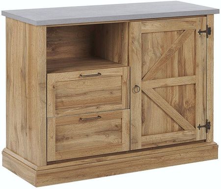 Beliani Komoda jednodrzwiowa z szafką 2 szuflady styl wiejski jasne drewno Toronto