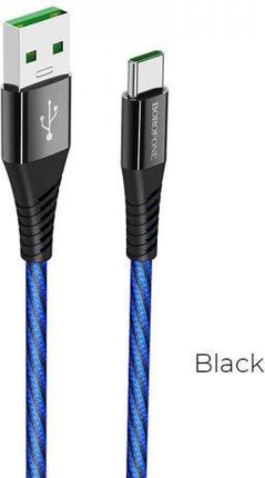 Borofone kabel USB A do USB C 5A aluminiowa obudowa nylonowy oplot 1,2 m niebieski