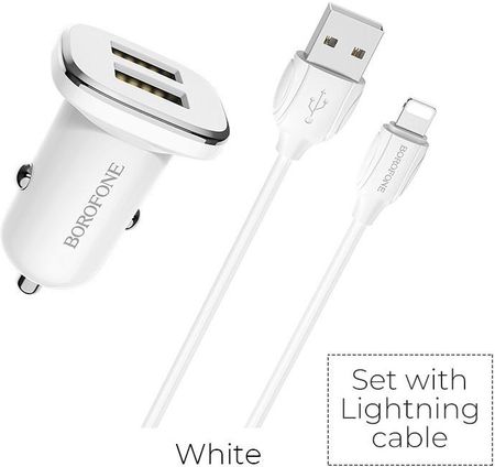Borofone Czarny 2x USB kabel Lightning w zestawie Biały BFO BZ12 L W