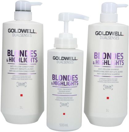 Goldwell DUALSENSES BLONDES&HIGHLIGHTS  szampon 1000ml + odżywka 1000ml + kuracja 500ml