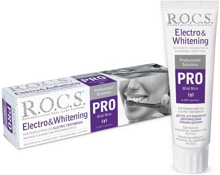ROCS pasta do zębów PRO Electro & Whitening Mild Mint Wybielająca pasta bez fluoru do szczoteczek elektrycznych 100ml