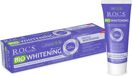 ROCS pasta do zębów BIO Whitening naturalna wybielająca pasta bez fluoru 75ml