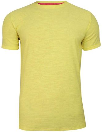 Żółty Bawełniany T-Shirt Męski Bez Nadruku -Brave Soul- Koszulka, Krótki Rękaw, Basic, Melanżowy TSBRSSS20REPLAYcitrus