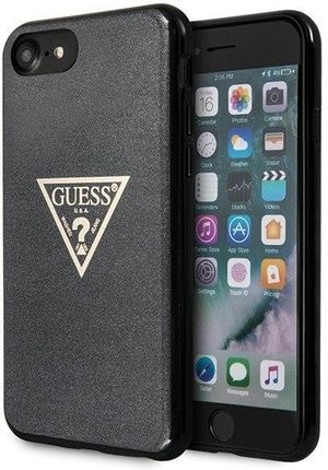 Guess iPhone 7/8/SE 2020 czarny/black hard case Glitter Triangle (GUHCI8SGTLBK)