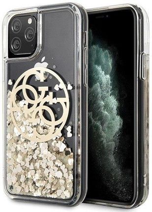 Guess iPhone 11 Pro Max złoty/gold hard case Circle Liquid Glitter (GUHCN65LGGITDGO)