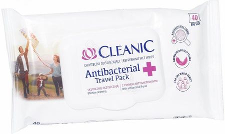 Chusteczki odświeżające Cleanic Antibacterial Travel Pack z płynem antybakteryjnym x 40 szt