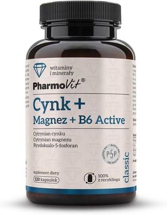 Pharmovit Cynk + Magnez + B6 Active Na układ nerwowy 120 kaps.