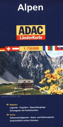 Alpen. ADAC LanderKarte 1:750 000
