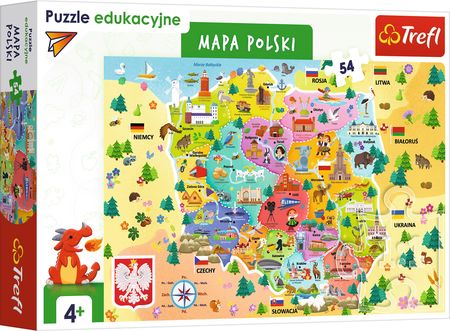 Trefl Puzzle 54el. Trefliki Mapa Polski 15556