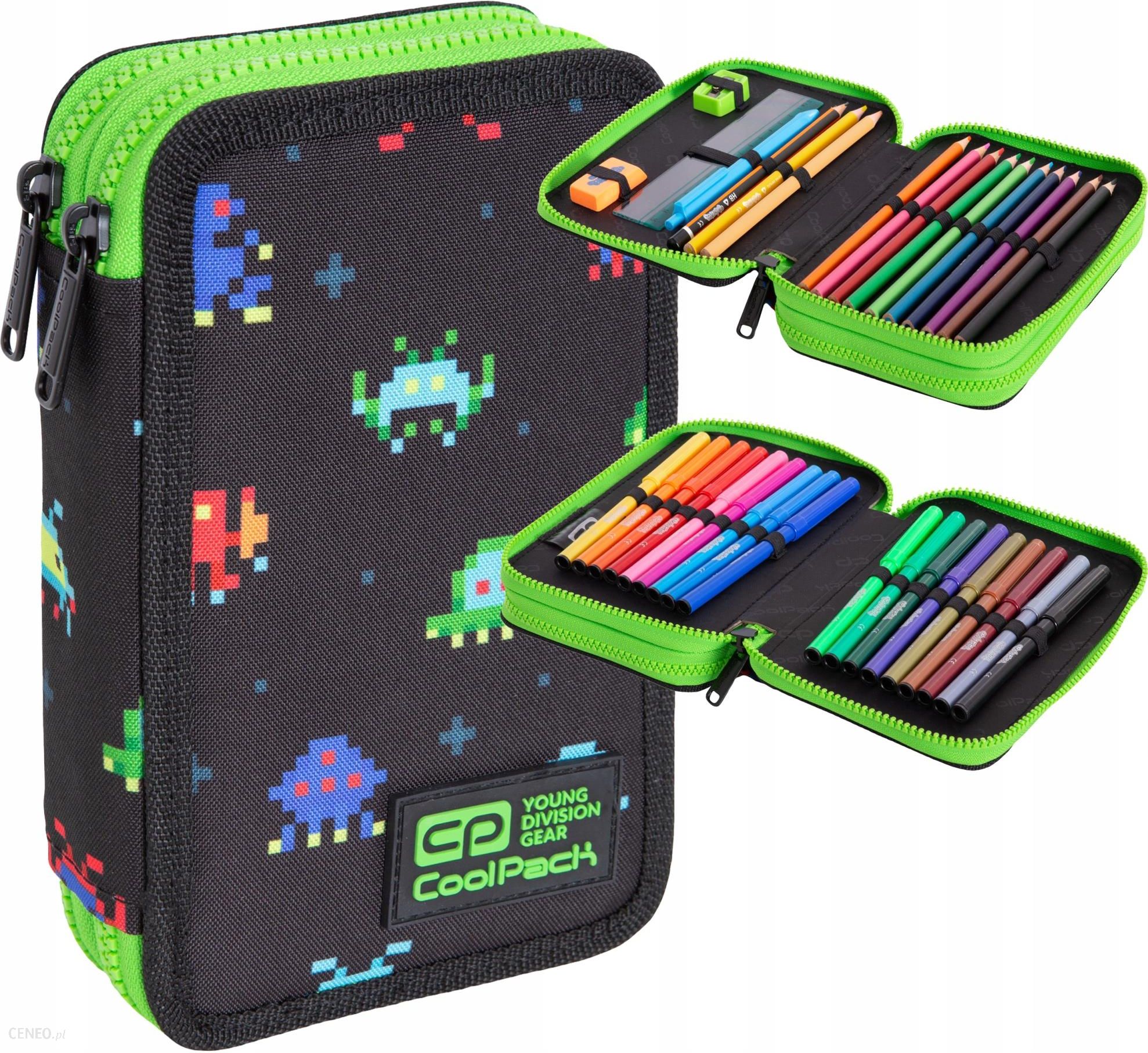 Coolpack Piórnik Dla Dziecka Cp Jumper 3 Pixels Piksele Dla Chłopca 3 Komorowy Z Wyposażeniem