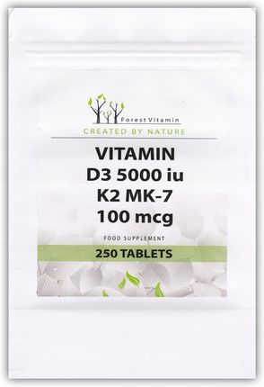 Witamina D3 5000iu K2MK-7 100mcg 250tabs Lanolina