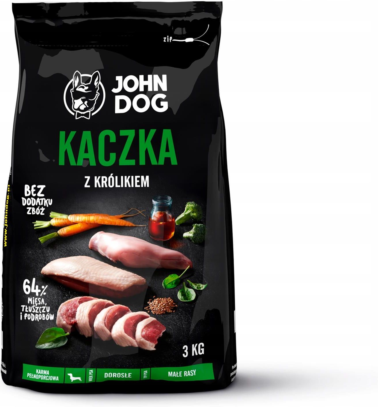 Karma John Dog Sucha karma mały pies kaczka królik 3Kg Ceny i opinie
