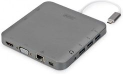 Digitus Stacja dokująca USB Typ C 11-portów Dual Monitor 4K 30Hz PD 2.0 HQ aluminiowa