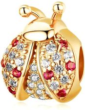 Valerio Pozłacany Srebrny Charms Do Pandora Biedronka Ladybug Cyrkonie Srebro 925 (New217R)