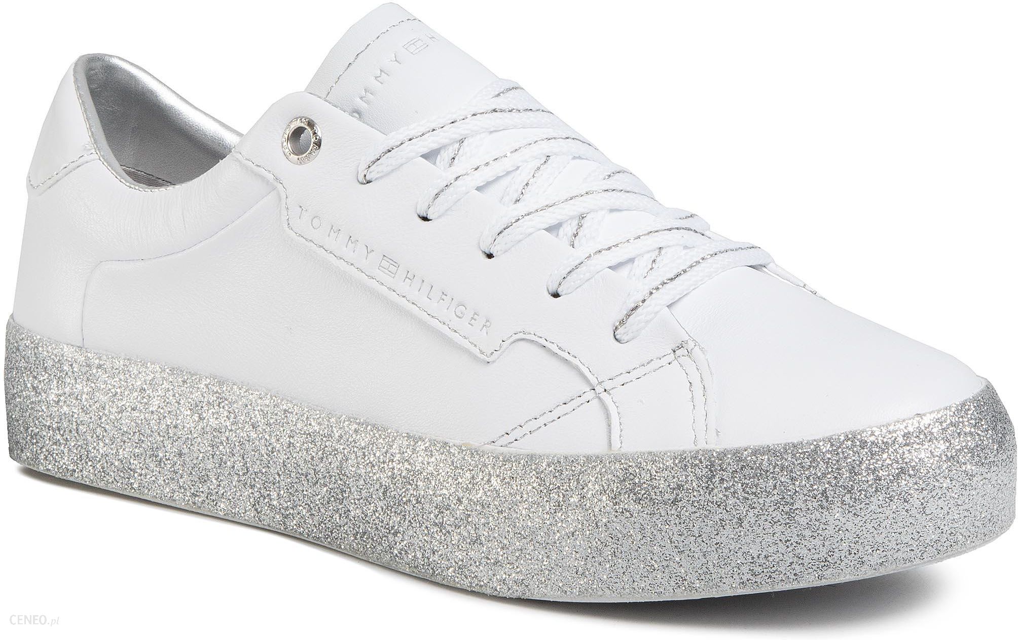 Afvige rækkevidde social Sneakersy TOMMY HILFIGER - Glitter Foxing Dress Sneaker FW0FW04849  White/Silver 0K5 - Ceny i opinie - Ceneo.pl