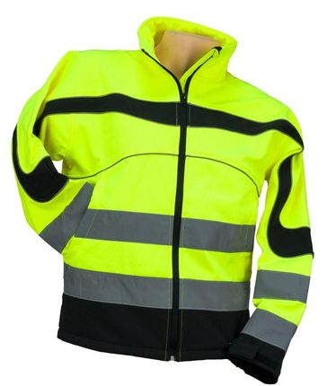 Urgent Softshell Yellow Męska Kurtka Robocza Ostrzegawcza Pasy Odblaskowe