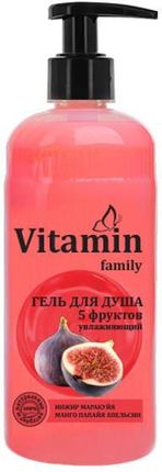 Vitamin Family Nawilżający Żel Pod Prysznic  5 Owoców  650Ml  