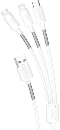 Dudao kabel przewód 3w1 USB - Lightning / USB Typ C / micro USB 1,2m 4A biały (L8s)