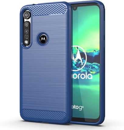 Hurtel Carbon Case Elastyczne Etui Pokrowiec Motorola G8 Plus Niebieski