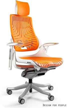 Unique Fotel Biurowy Wau W-609-W-Tpe Biały/Pomarańczowy Elastomer