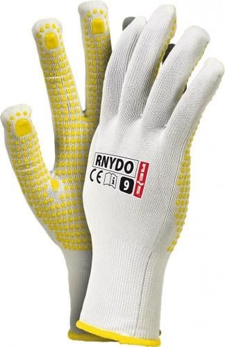 Reis RNYDO-PLUS7 Confezione Da 12 Guanti Protettivi Taglia 7 | Guanti In Poliestere Con Grip In PVC | Bianco/Blu Per Edilizia E Trasporti