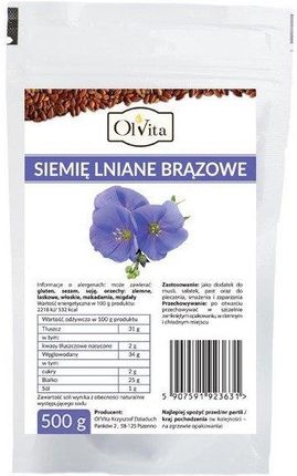 Siemię lniane brązowe nasiona 500 g Olvita