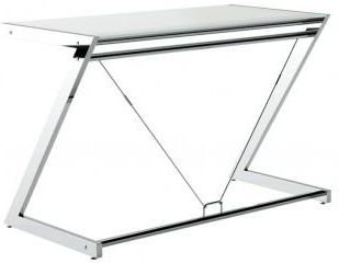Unique Z-Line Desk Plus Chrom / Białe Szkło Biurko
