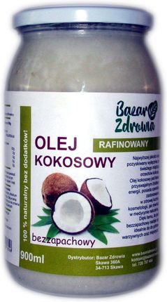 Olej kokosowy rafinowany 900ml bezzapachowy BAZAR ZDROWIA