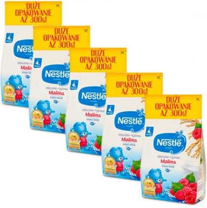 Nestle Kaszka Mleczno-Ryżowa Malina dla niemowląt po 4 Miesiącu 5x300g